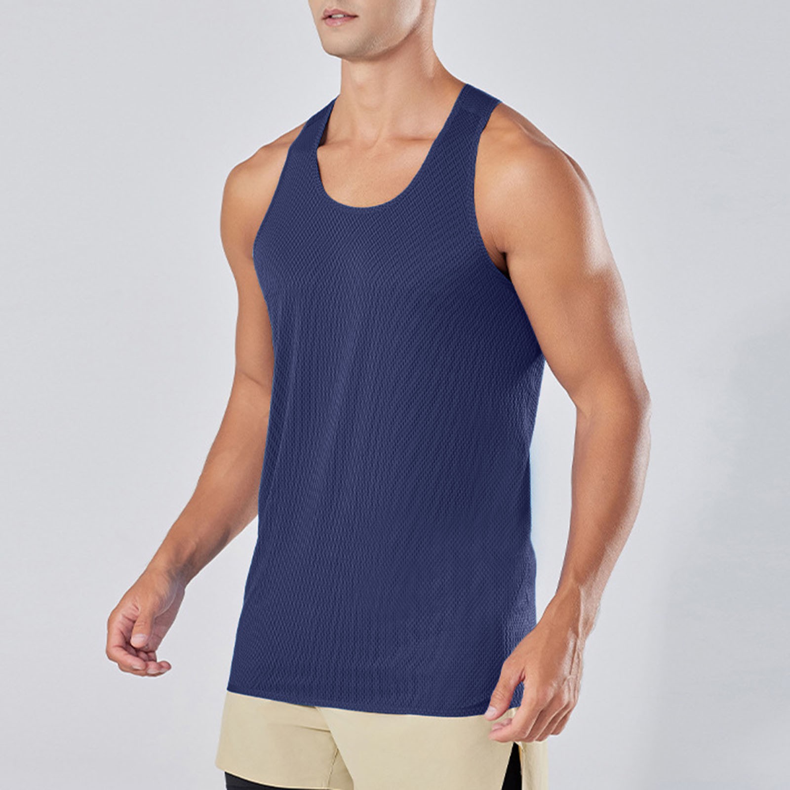 thumbnail image 2 of Chaleco sin mangas deportivo de verano para hombre: entrenamiento de baloncesto, poliéster, tallas S-XXL, secado rápido/transpirable, para exteriores., 2 of 7